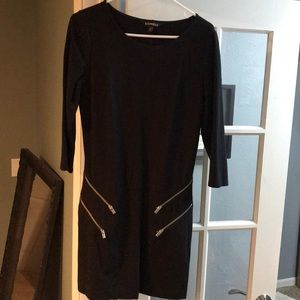 Black tunic dress with zipper accents